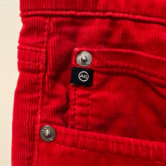 AG Adriano Goldschmied Vibrant Red Corduroy Pants The Stevie Ankle - Picture 3 of 9